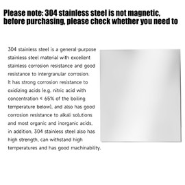 304 Stainless Steel Sheet - 12" X 12" X 1/16" Thin Stainless Steel Plate 1/16 Inch Thickness with Protective Film Metal Sheets Shim Stock for Kitchen DIY Crafting (305 x 305 x 1.6 mm)