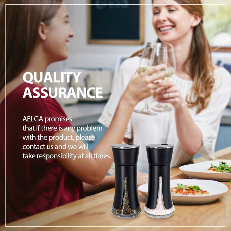 Black Salt and Pepper Shakers by Aelga,Black Kitchen Accessories, Black