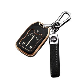 Key Fob Cover: 5 Buttons Key Fob Case for 2015 to 2023 GMC Terrain Denali Acadia Denali, White