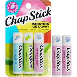 ChapStick Bálsamo Labial, Colección Vacaciones (Cono de Nieve, Limonada y Algodón de Azúcar) + 2 Algodón de Azúcar, 0.15 onzas cada uno (Set de 5 Piezas)