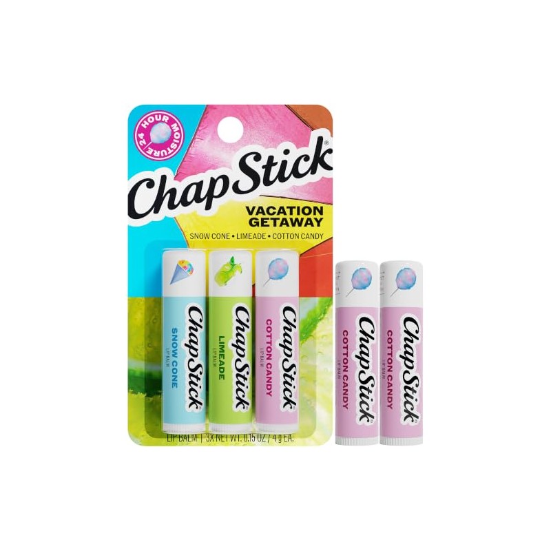 ChapStick Bálsamo Labial, Colección Vacaciones (Cono de Nieve, Limonada y