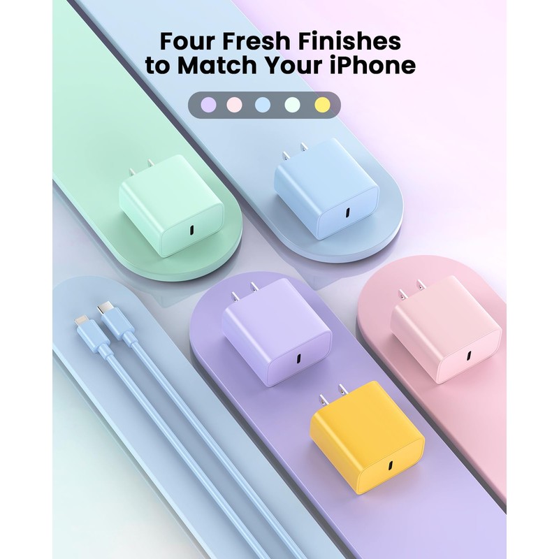 FEEL2NICE 2 Pack Type C Wall Charger Block Blue