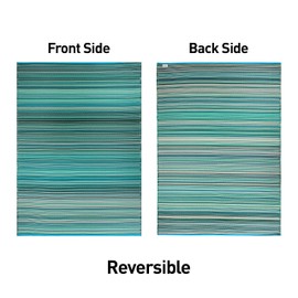 Rugshop Contemporary Stripe Reversible Crease-Free Waterproof Premium Recycled Plastic Outdoor Rugs for Patio,Backyard,RV,Deck,Picnic,Trailer,Beach,Camping Blue 7'10" x 10'