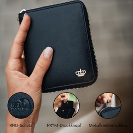 Baur Women's Wallet, Genuine Leather Wallet with RFID Protection, Small Wallet with Card Slots and Coin Compartment, Soft Full Leather, Wallet with All-Round Zip, darkblue, Classic