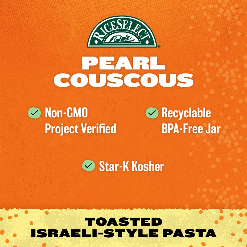RiceSelect Pearl Couscous, Israeli-Style Wheat Couscous Pasta, Non-GMO, 24.5-Ounce Jar,