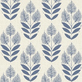 Naphite Navy Blue Tulip Floral Peel and Stick Wallpaper Vintage Leaf Boho Contact Paper for Cabinets Drawer Self Adhesive Removable Wallpaper Bathroom Bedroom Farmhouse Neutral Wallpops17.3inW 590inL
