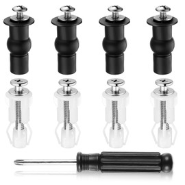8 Pcs Toilet Seat Fittings and Fixtures, Universal Toilet Seat Screws Fixtures Fittings Rubber Plugs, Top Fixing Toilet Seats Hinges Replacement Part for Toilets WC Blind Hole Fitting(Black, White)