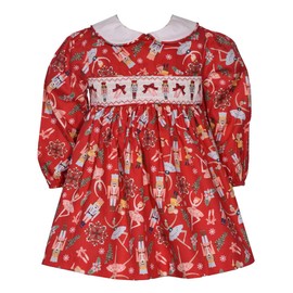 Bonnie Jean Christmas Dress - Red Nutcracker Ballet Holiday Dress for Baby, Toddler and Little Girls, Red, 12 Months