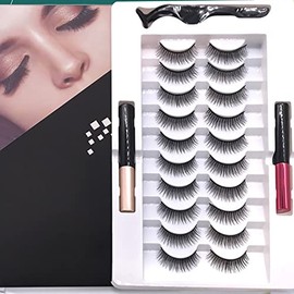 Kit de Pestañas Magnéticas, Pestañas Magnéticas Hechas a Mano con Delineador de Ojos para Cosplay                                                     