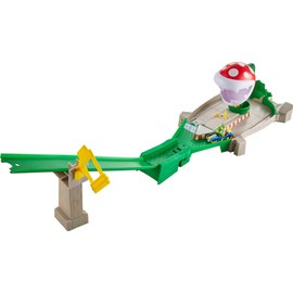 Hot Wheels Hot Wheels Mario Kart Piranha Plant Track Playset with Gravity Launcher, Attaching Plant and Yoshi Kart Vehicle