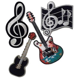 Iron-On Sew-On Patches DIY Sewing Motifs Music Guitar for Textiles