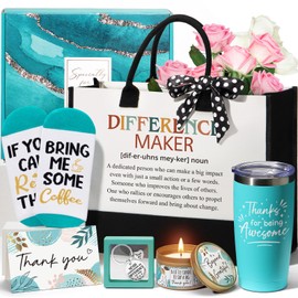 Thank You Gifts for Women, Employee Appreciation Gifts for Coworkers Office Gifts, Farewell Christmas Thank You Gifts Basket for Employees Teacher Nurse Boss Day Hostess Mom Her with Canvas Tote Bag