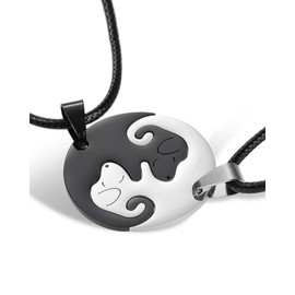 KGDUYC Pack of 2 BFF Friendship Necklace, Dog/Puppy Pendant, Matching Animals, Yin Yang Puzzle Necklace for Women and Men, Heterosexuals, Friendship Necklace, Jewellery, Dog Lovers