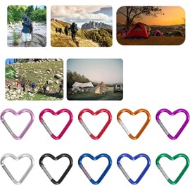 Cute Heart Shaped Carabiner Clip Aluminum Alloy Keychain, Small Carabiner Clip, Spring Snap Key Chain Clips Camping Backpack Clips Heavy Duty Carabiner Lightweight Aluminum Alloy Keychain (Black)