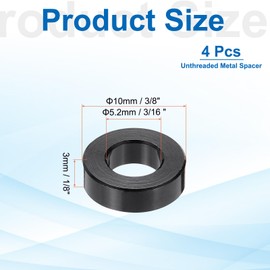 PATIKIL 4pcs M5 Aluminium Spacers, 3/16" ID x 3/8" OD Round Standoff Spacer, Unthreaded Metal Spacers for 3/16" M5 Screws Bolts, Black 1/8" Length