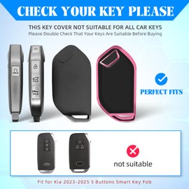 QBUC for KIA Key Fob Cover with keychian,TPU Protection Key Case Compatible with Telluride 2023 2024 2025 EV5 Sorento K4 K5 GT-Line Remote Smart Key Fob Protector (Pink)