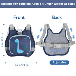Toddler Harness Leash+ Anti Lost Wrist Link, Accmor Cute Dinosaur Kids Harness with Leash, Foldable Child Leash Baby Walking Wristband Assistant Strap Belt Hold Baby Boys Girls Close While Walking