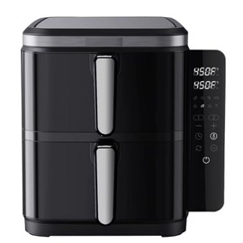 Culinary Chef 11-Quart Electric Air Fryer, Dual Basket, Adjustable Temperature, Touch Panel Control, One-Touch Cook Functions, and 360° Rapid Cooking, 1800 Watt Power