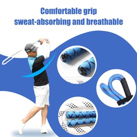 ChiuTiaro Golf Swing Training Aid, Golf Swing Rope Trainer, Golfing Position Correction Equipment Improve Swing Speed Lagging Rhythm, Blue Rope Black Grip