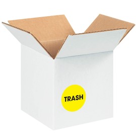 "Trash" Labels/Stickers, 2" Circle, Fluorescent Yellow, 500 Labels Per Roll (1 Roll)