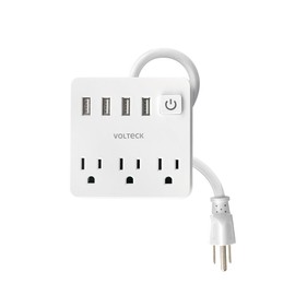 Volteck MUL-3U, Multicontacto 16 AWG doméstico 3 entradas 4 puertos USB color blanco