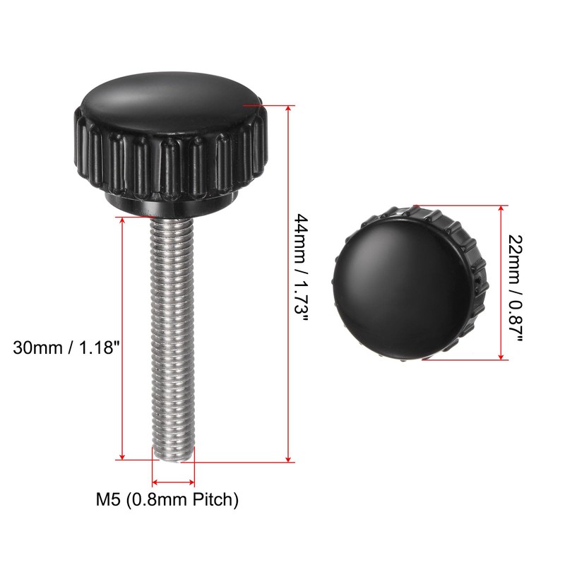 sourcing map 6pcs Knurled Clamping Knobs M5 x 30mm Metric