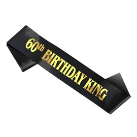 GODAYS Happy 60th Birthday Decorations for Men, Black Gold 60th Birthday King Sash Party Decorations Supplies
