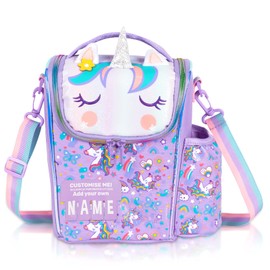 YOYTOO Kids Cooler Insulated Lunch Bag, Back to School Large Meal Tote for Girls, Boys, Men, Women, with Water Bottle Holder and Adjustable Strap, Unicorn