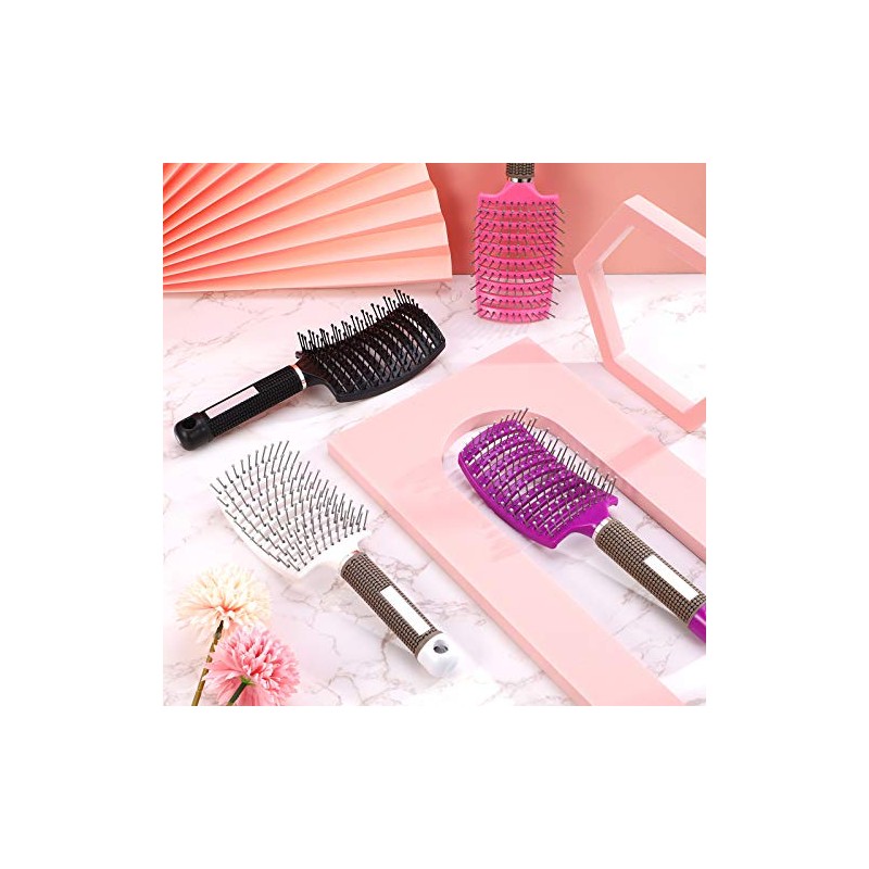 Patelai 4 Cepillos Desenredantes para Masaje de Cabello Cepillos Curvados