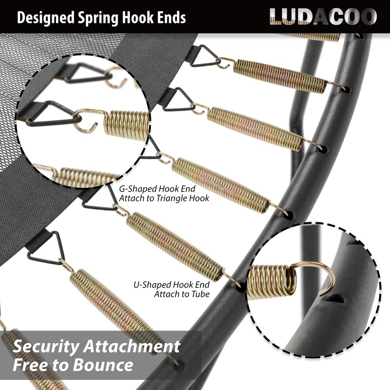 LUDACOO 8.5" Trampoline Springs, Heavy Duty Stainless Steel Trampoline Accessories
