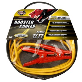 Road Power 84678802 12-Feet 8-Gauge Medium-Duty Booster Car Battery Jumper Cable Foot Yellow