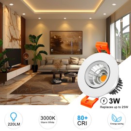 inShareplus 2 Inch LED Downlight, 3W Recessed Lighting COB Dimmable, 3000K Warm White, CRI80, Ceiling Lights with LED Driver, 12 Pack
