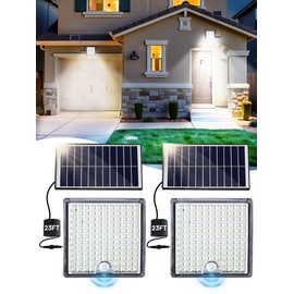 ReinHoo Solar Lights Outdoor Waterproof-2 Pack,Solar Flood Lights Outdoor Waterproof with 23ft Cable,5 Modes & IP65,126 LED Luces Solares para Exteriores,Lámparas Solares para Exteriores,Shed/Porch