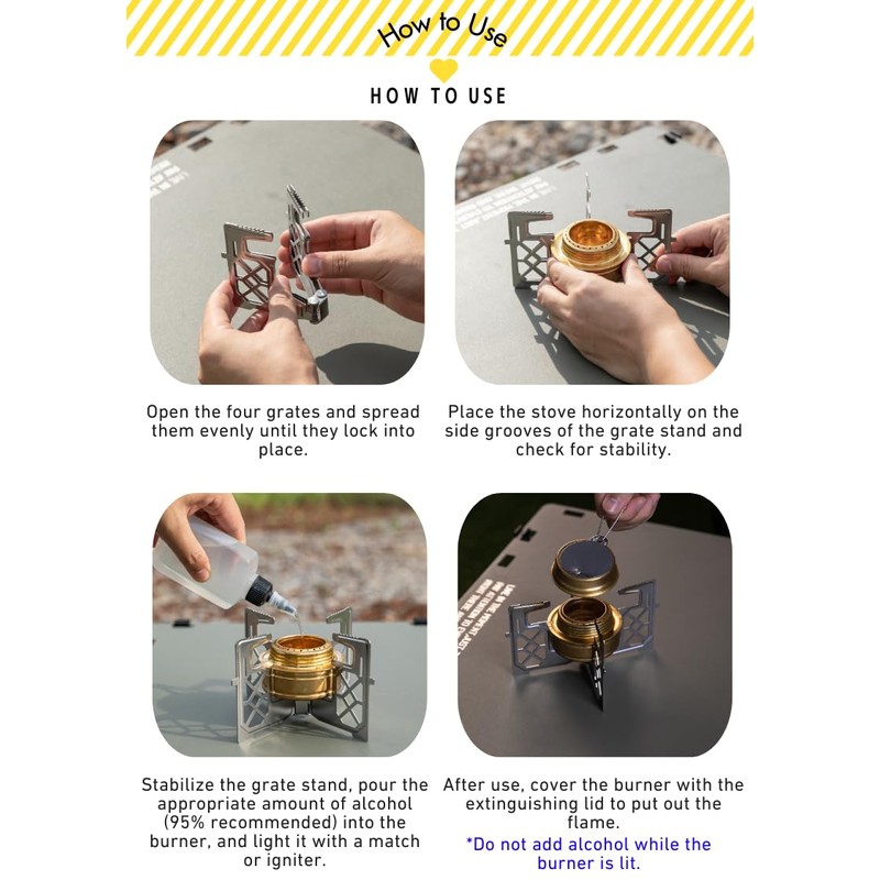 CAMPINGMOON Alcohol Stove Brass Stainless Steel Mini for Backpacking Hiking
