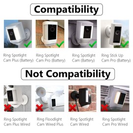 2Pack Security Aluminum Material Wall Mount for Ring Spotlight Cam Battery and Ring Spotlight Cam Plus/Pro (Battery), 360° Adjustable Wall Mount Bracket for Ring Surveillance Camera System-White