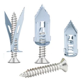 80pcs Silver Self Drilling Drywall Anchor Kit, Carbon Steel Zinc Expansion Wall Anchors (0.47x1.18 Inch) with Self Tapping Screw Heavy Duty, Easy Application No Drill or Holes in Wall.