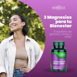 Magnesio Complex 3 en 1 – Glicinato, Citrato y Óxido – Fórmula Avanzada para Uso Diario – 90 Cápsulas | Herbalia Lab