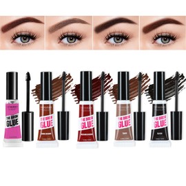 Hinourisha 5 Colors Eyebrow Mascara Professional Makeup Thick, Waterproof Eyebrow Gel, No Smudging, Tints & Thickens with 24hr Wear Brow Gel Tint Coloring Kit - Clear+Dark Brown+Black