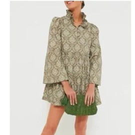 Hyacinth House | NEW Moss Printed Russell Mini Dress in Olive Size S