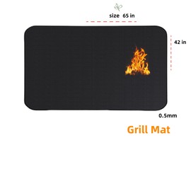 Hailue Under Grill Mat 65 x 42 inch,Grill Mat for Outdoor Grill Double-Sided Mat,Lawn/Terrace Deck Grill Protector Mat,Indoor Fireplace/Fire Pit Mat,Easy to Clean and Reusable (Grill mat)
