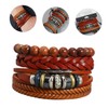 Ipetboom 4pcs Braided Adjustable Leather Bracelet Set for Men and