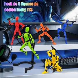 LUHI Set de muñecos articulados T13, Set de 5 muñecos articulados Lucky T13, Juguetes de descompresión de Cuerpo Completo Impresos en 3D, muñeco artic