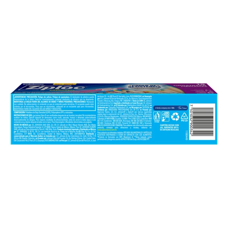 Bolsas para Congelar Ziploc con Cierre Fácil, Pack de 15