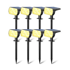 Kaxiida Solar Lights Outdoor Waterproof IP68, 3 Lighting Models Solar Powered Spot Lights Outdoor, 56LED Solar Light Dusk to Dawn for Yard Patio Garden Pathway Landscape Lighting (Warm White, 8 Pack)