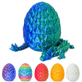 ONEVIVE Dragon Eggs with Dragon Inside 3D Printed, Mystery Dragon Egg Articulated Crystal Fidget Toy for Kids Adults Women Men Funny Gift Desk Decor(Green)
