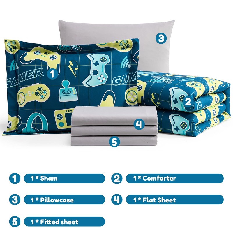Boys Bedding Set 5Pc Bed in a Bag OEKO‑TEX Verified