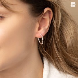 Amberta Italy Women's Silver Creole Earrings 925 Sterling Silver | Hoop Earrings Silver Twisted Earrings | Women's Hoop Earrings Silver 925