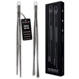 REDSALT Premium Cooking Tweezers Set 30 cm Long | INOX 18/10 Stainless Steel Rustproof Dishwasher Safe | Cooking Tongs Tweezers for Food Kitchen Grill Gastro | Gourmet Tongs Kitchen Tweezers Barbecue Tweezers