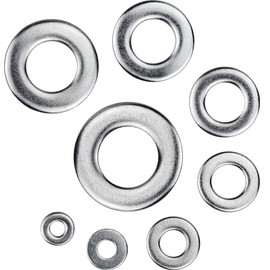 BEAUGIREW 360 Pieces 304 Stainless Steel Flat Washers Assortment Kit M2 M2.5 M3 M4 M5 M6 M8 M10 Round Lock Washer Assortment Set for Home Decoration Appliance and Factory Repairs