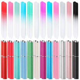 Kenaeooe 24 Pcs Glass Nail Files for Natural Nails with Case Double Sided Crystal Glass Nail File Set for Manicure Women Adults 12 Colors